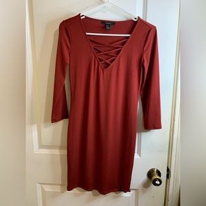 Red casual mini dress